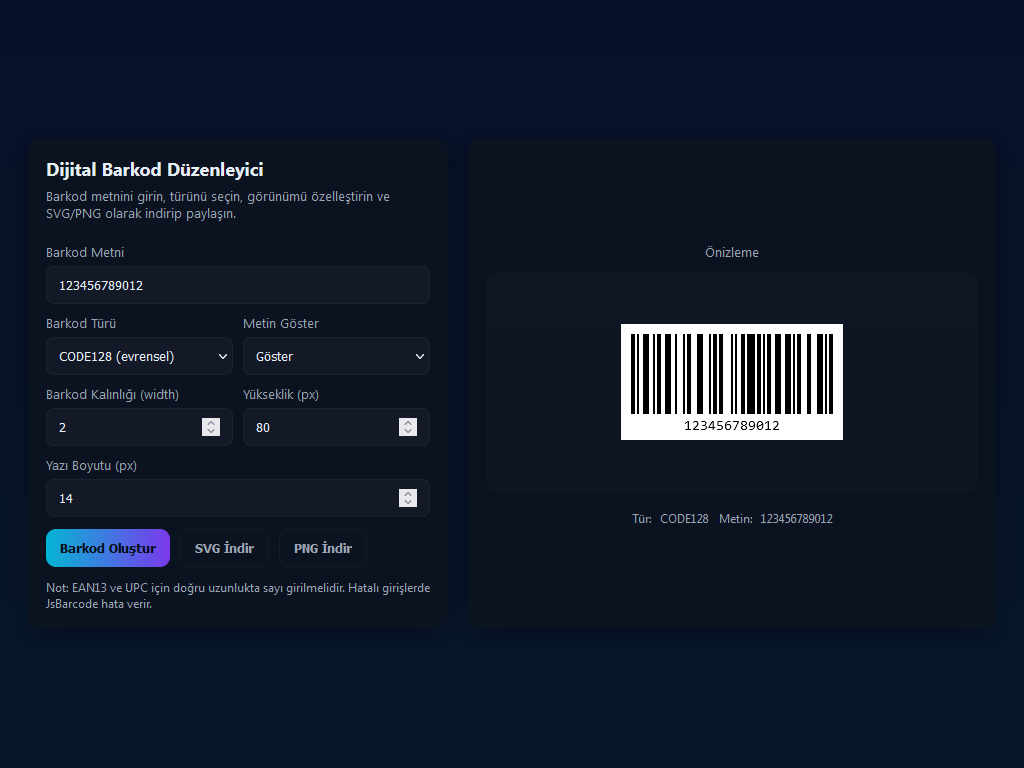 Dijital Barkod Düzenleyici