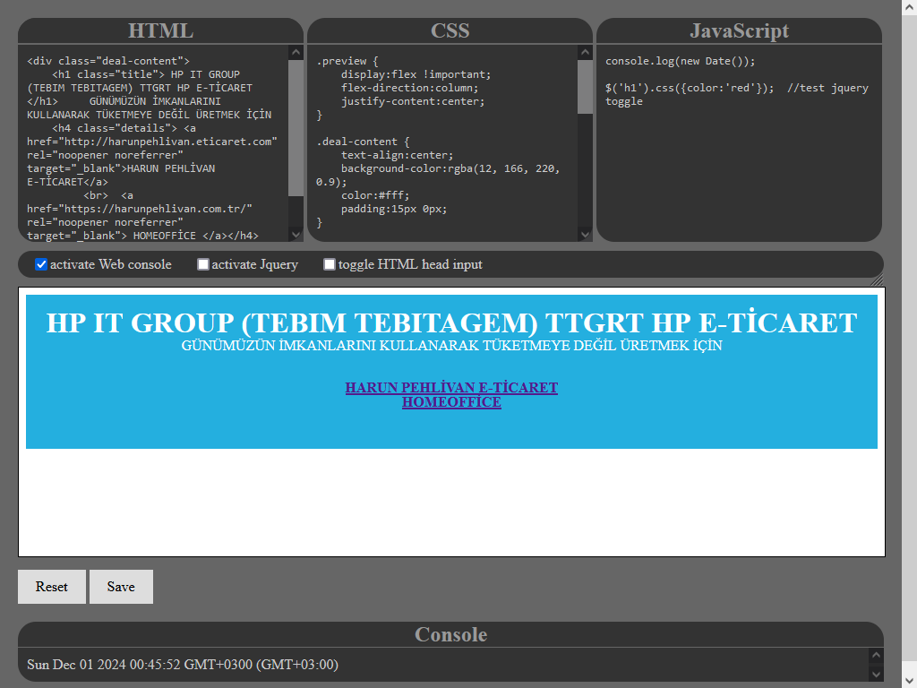 Canlı Editor